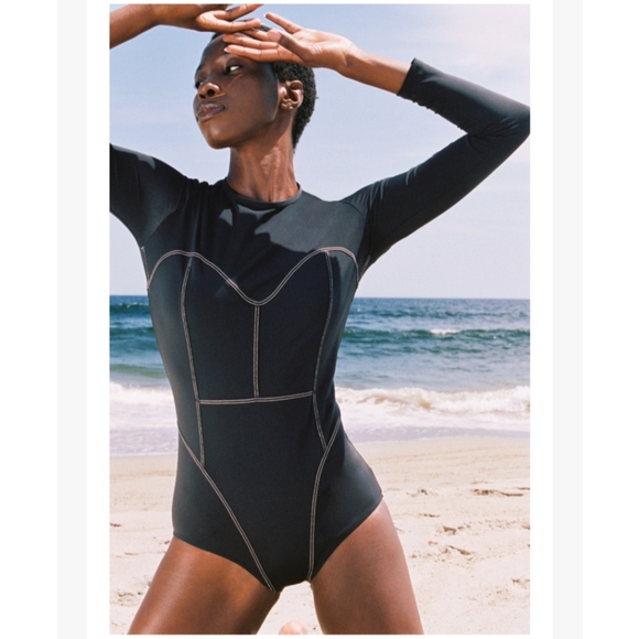 NWT Mara Hoffman Lido One Piece Swimsuit Rash Guard - Picture 2 of 3
